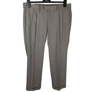 Lauren Ralph Lauren Mens Dress Pants Pleated Cuffed Gray 34X29